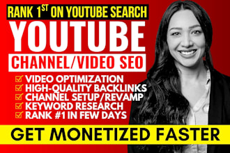 be your youtube video SEO top ranking growth, channel manager expert promotion