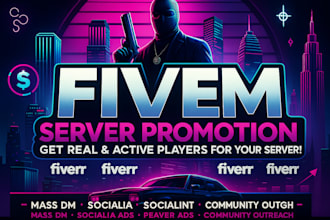 discord mass dm,fivem promotion, rust,dayz,roblox,active fivem server promotion