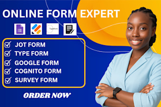 create jot form cognito form type form google form and online survey in 24hrs