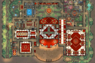 design custom rpg maker map, tilemap, prallax or pixel art fanstasy battle map