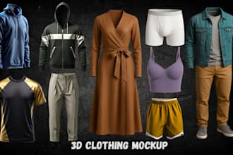 do realistic 3d clothing mockup, 3d apparel mockup, 3d garment visualization