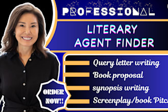 find literary agent for book, screenplay, write query letter, book proposal