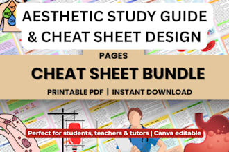 design aesthetic study guide or cheat sheet for students, etsy store owners