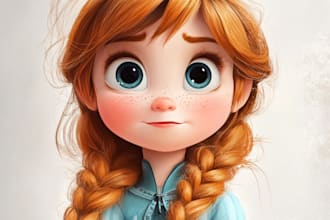 draw your couple into lovely disney cartoon portrait