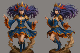 sculpt 3d anime figure 3d figurine model 3d toy 3d anime diorama for 3d printing