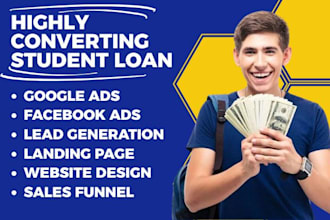 design student loan leads consolidation landing page business website