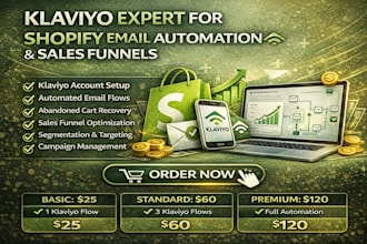 be your klaviyo expert for shopify email automation and sales funnels