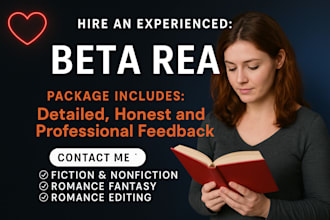 beta read, chapter critique, and provide feedback on your manuscript