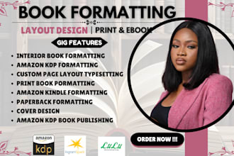 book ebook formatting book layout design amazon KDP paperback, kindle formatting
