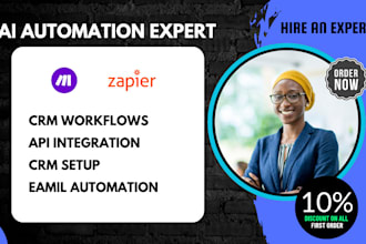 setup zapier and make com integromat workflows for API and CRM automation