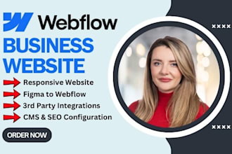 design custom and responsive webflow business website with SEO, figma to webflow