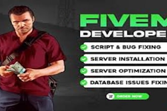 be your fivem server developer, esx, bore, role play, server, fivem script,