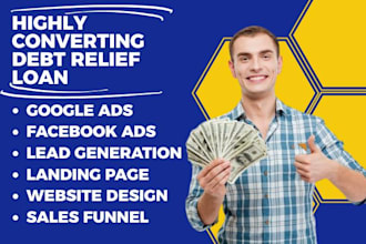 design debt consolidate leads debt relief landing page settlement website
