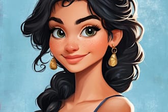 do a beautiful disney cartoon style portrait for you