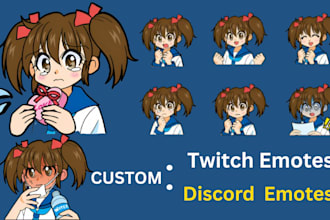 draw discord emotes animated emotes, twitch emotes, chibi emotes for streamers
