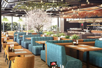 3d unique restaurants,luxury bar,furniture set,ice cream shop,lounge design,pool