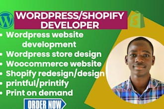 build woocommerce printful printify ecommerce redesign shopify pod online store