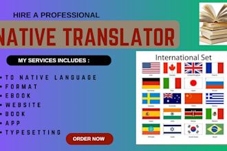 translate your ebook, website, book, app, typesetting, format to native language