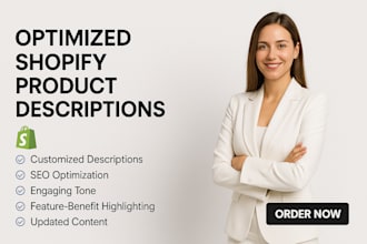 write product descriptions for shopify store, wix and amazon, ecommerce store