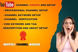 create youtube channel setup with logo, banner, intro, outro and video seo