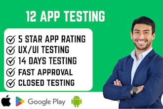 test review rate your app with 12 real users for closed testing
