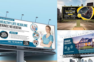 design billboard roll up for dental care real estate fitness gym yard design