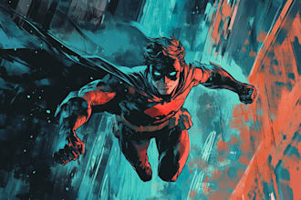draw you a dc or marvel style comic book superhero