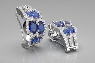 render 3d jewellery design,wedding ring, fashionable pendant,diamond earring,stl