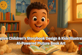 creative childrens storybook design, kids illustration ai powered picture book