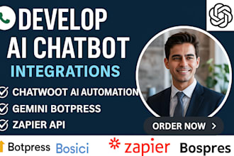 develop ai chatbot integrate chatwoot ai automation gemini botpress zapier API