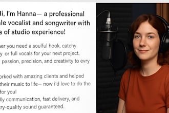do female edm vocalist for custom theme song, pop, country song, edm singer