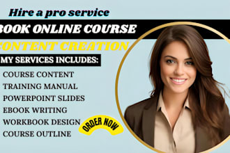create ebook online course, lesson plan, online course creation, content writing