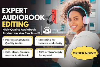 edit, mix, master your audiobook as ready to upload acx audible, or any platform