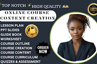 create online course content, outline, worksheet, curriculum, lesson plan