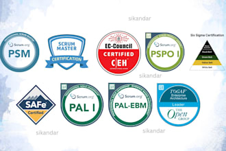 do scrum master psm certification pspo safe six sigma salesforce pal togaf ceh