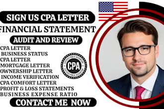 provide licensed US CPA letter business expense ratio letter income verification