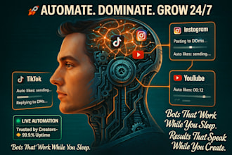 create a custom social media automation bot for tiktok, instagram, youtube