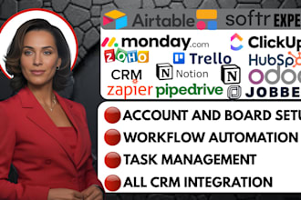 setup,automate your crm using airtable, softr, zapier, jobnimbus crm hubspot crm