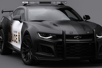 render custom 3d police cars in stunning detail, custom sport car, vfx rendering