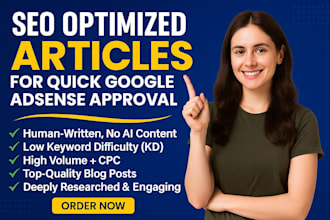 write 30 seo friendly bulk articles for google adsense approval