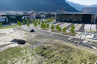 renovate commercial exterior,architectural visualization parking space,landscape