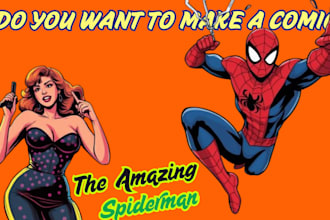 draw in comic superhero character line art, and cartoon illustration page