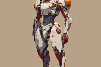 draw mecha robot armor character concept for you