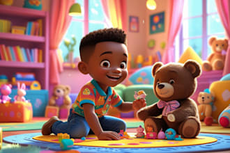 create awesome children story book illustration with and book cover for kdp