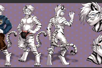 make furry character reference sheet, anthro oc, or fursona for fursuit nsfw art
