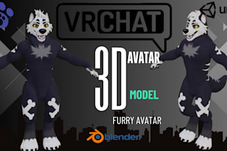 create 3d model furry avatar, vrchat avatar vrc model anime