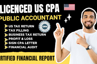 prepare sign certified financial statement, CPA audit, file your tax as a CPA