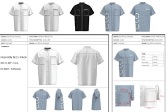 do 3d clothing tech pack design fashion apparel in clo3d for industrial design