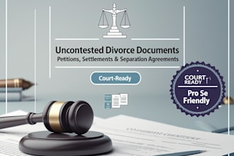 draft your uncontested divorce documents, settlement, separation agreement