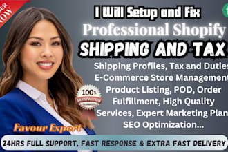 setup shopify shipping and tax setup fix shopify shipping duties and bugs, VA